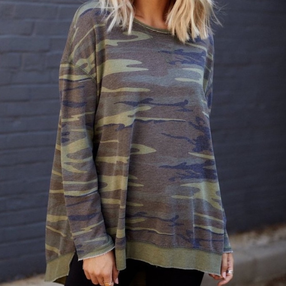 Z Supply Camo Weekender Top | Size Small Cozy Pullover